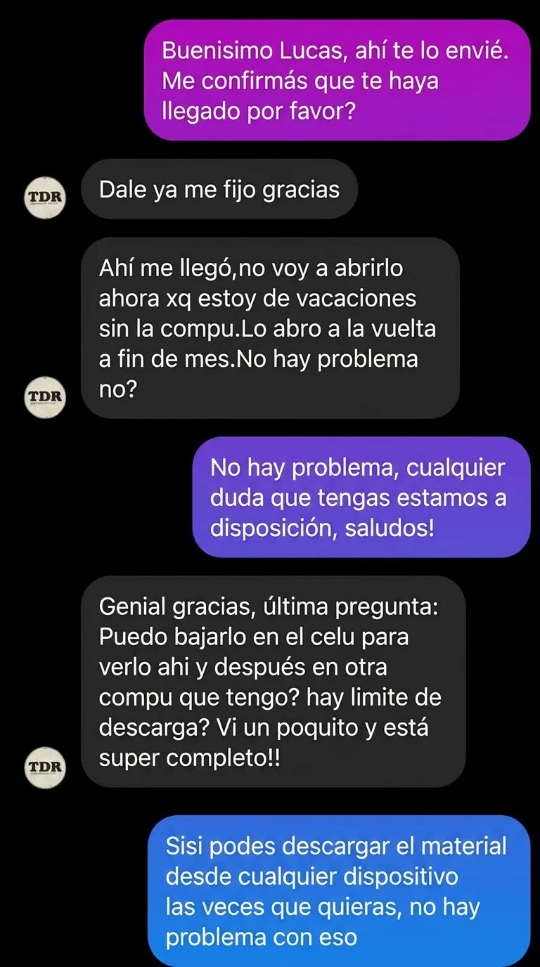 Reseña de alumno por WhatsApp