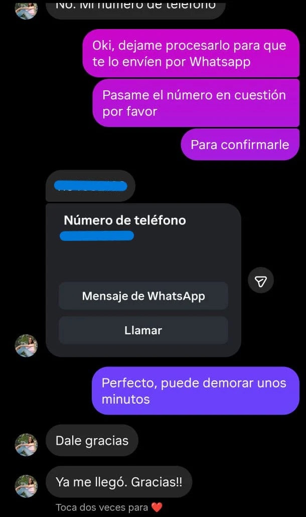 Reseña de alumno por WhatsApp