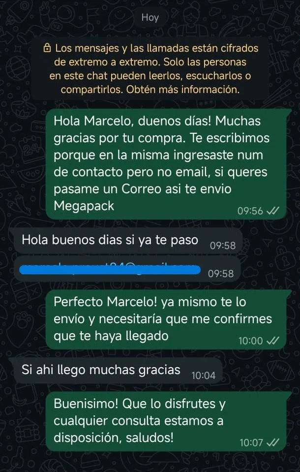Reseña de alumno por WhatsApp